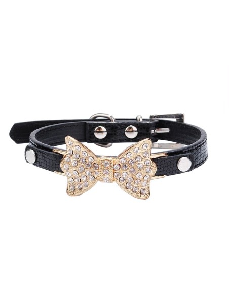 collier pour chien noir modèle butterfly strass