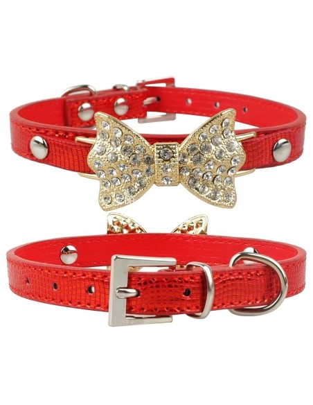 collier pour chien rouge modèle butterfly strass