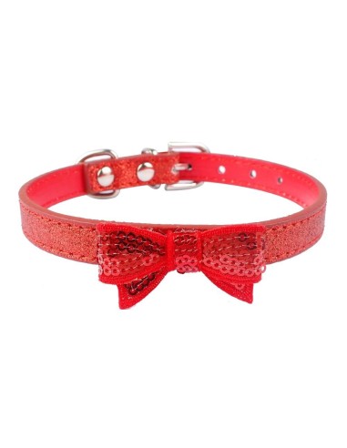 Collier pour chien rouge pailleté Modèle Paris 