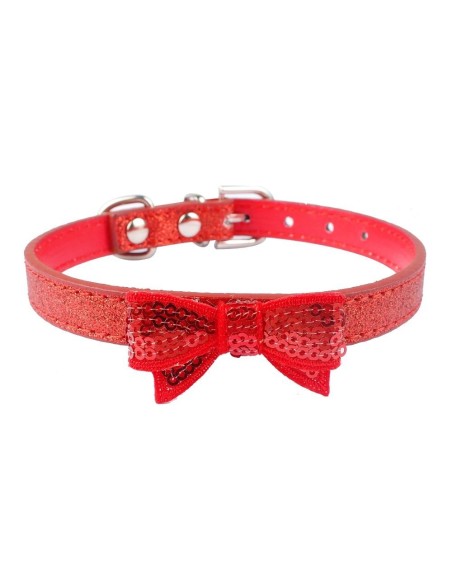 Collier pour chien rouge pailleté Modèle Paris 