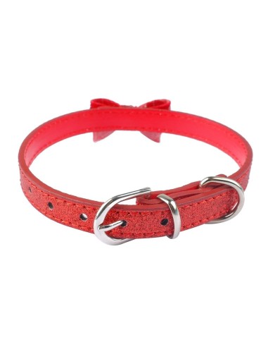 Collier pour chien rouge pailleté Modèle Paris 