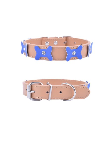 collier pour chien marron orné de petit os