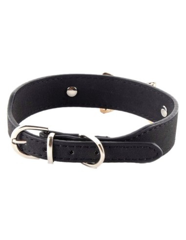 Collier luxe pour chien noir avec noeud papillon or 