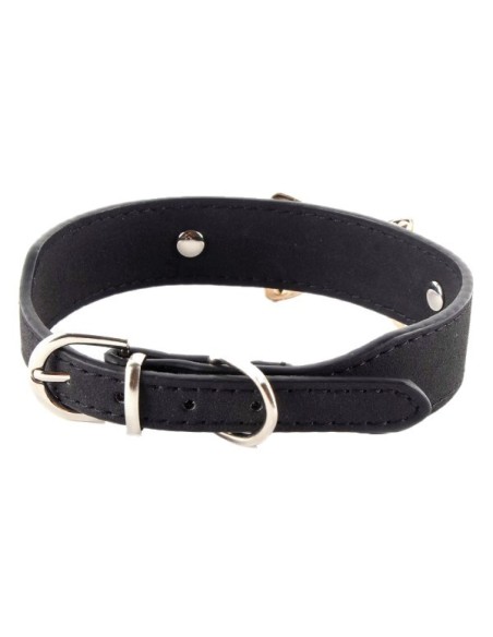 Collier luxe pour chien noir avec noeud papillon or 